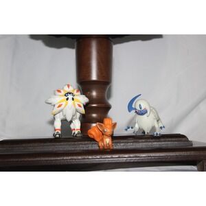 Pokemon Figures Lot of 3 Solgaleo Absol Vulpix Mini Collectible Toys